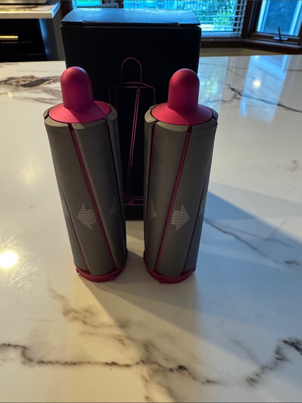 Gray and Pink dyson air wrap 1.6 barrels Set of 2